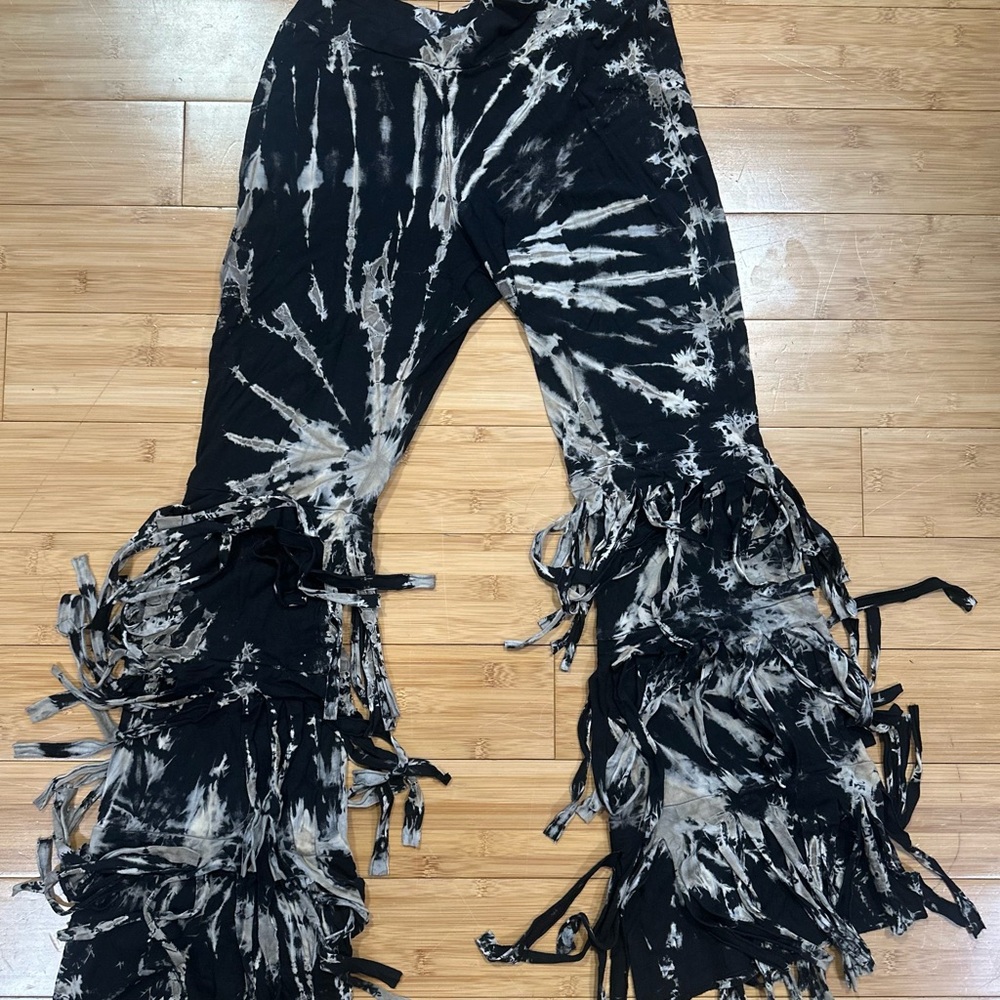 Tie-Dye Fringe Flare Pants in S/M - Picture 3 of 3